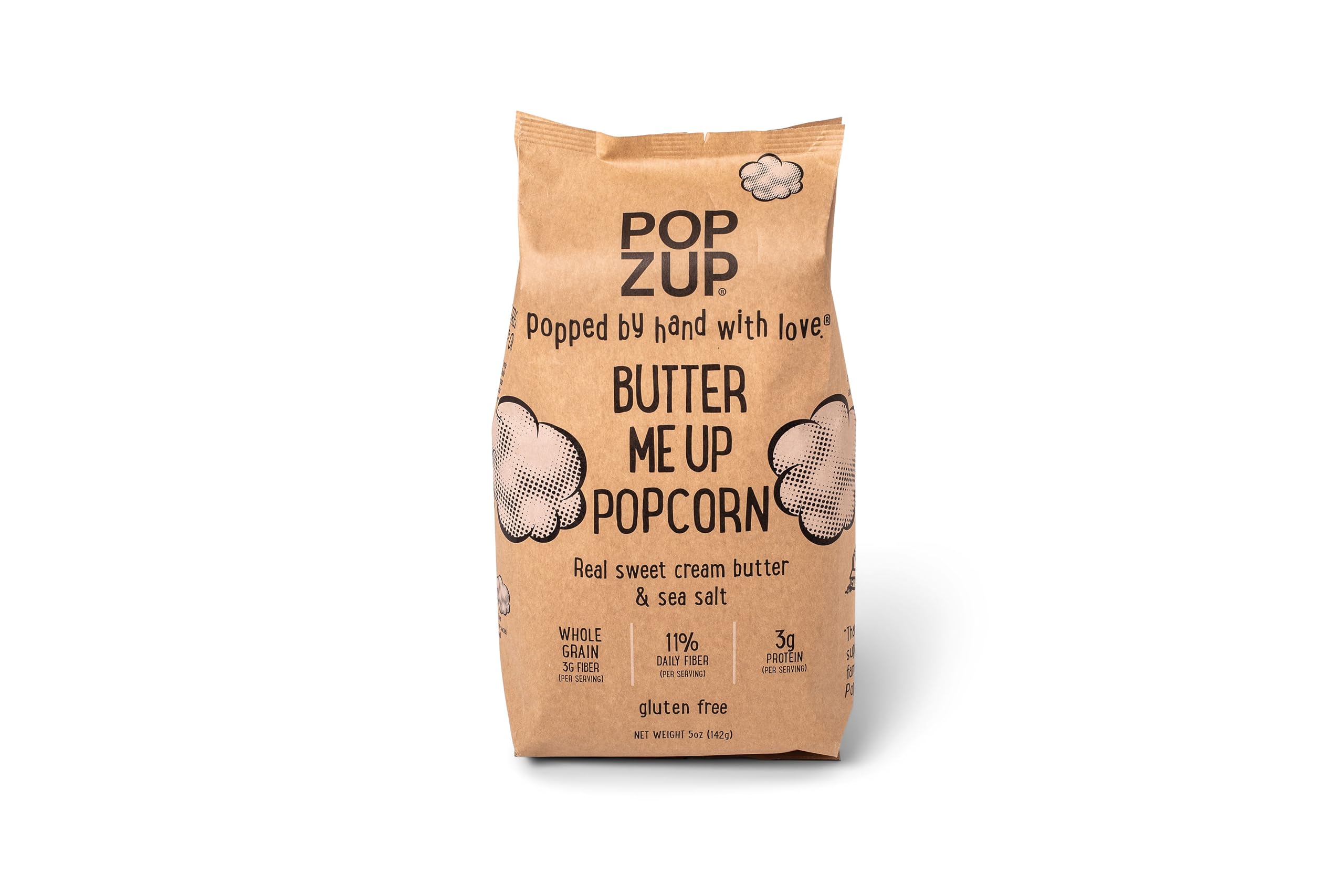 Popzup Popcorn - Popped & Seasoned by Hand with Pure and Simple Ingredients, Gluten Free and non-GMO (Butter Me Up)