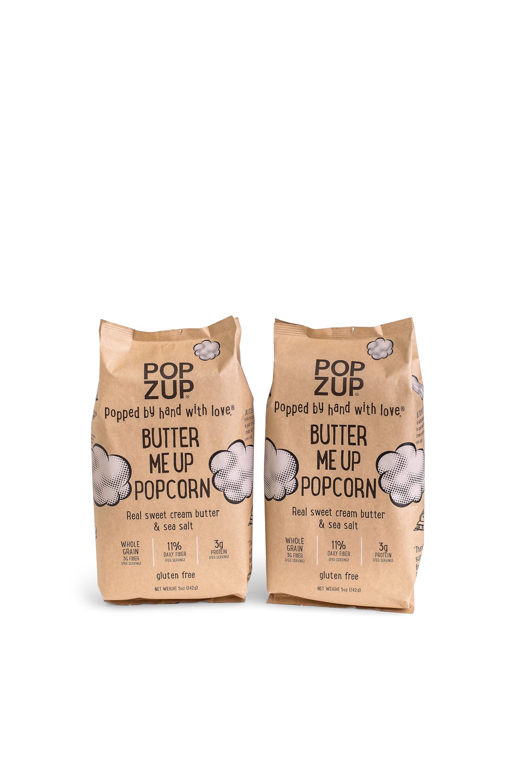 Popzup Popcorn - Popped & Seasoned by Hand with Pure and Simple Ingredients, Gluten Free and non-GMO (Butter Me Up)