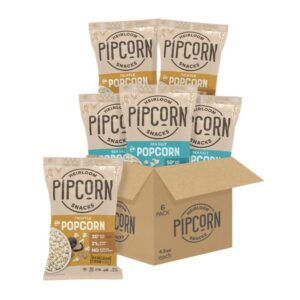 Heirloom Mini Popcorn Variety Pack by Pipcorn - Sea Salt and Truffle 4.5oz 6pk - Healthy Snacks, Gluten Free Snacks, Snack Variety Packs, Heirloom Corn, Salty Snacks, Black Truffle