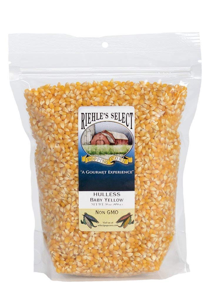 Riehle's Select Popping Corn - Hulless Baby Yellow Whole Grain Popcorn - (28oz) Resealable Bag