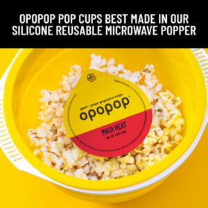 Opopop Microwave Popcorn - Pop Cups Maui Heat 6-Pack, Non-GMO Gourmet Popcorn Kernels & Popcorn Flavoring, Gluten Free Snacks, Easy to Make and No Mess