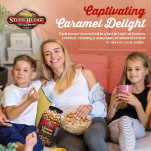 Stonehedge Farms Caramel Flavored Popcorn - 32 oz (Pack of 2) Reclosable Barrels - 4 Pounds of Popcorn - Made in the USA - Gluten Free