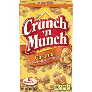 CRUNCH 'N MUNCH Caramel Popcorn with Peanuts, 3.5 oz. (Pack of 12)