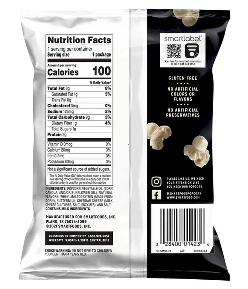 Salutem Vita - Smartfood White Cheddar Popcorn, 0.625oz Bags, Pack of 10