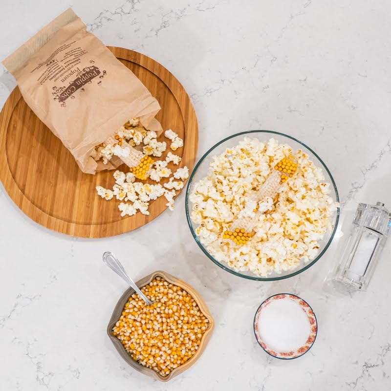 Microwave Popcorn on the Cob (10 Count), Poppin' Cobs Popcorn, 10 Individually Wrapped Popcorn Cobs w/bags, Gluten Free and Non- GMO