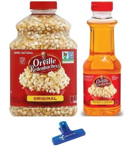 orville redenbacher's gourmet popping corn, original pop corn and popping & topping buttery flavored oil (pack of 2) - with make your day bag clip