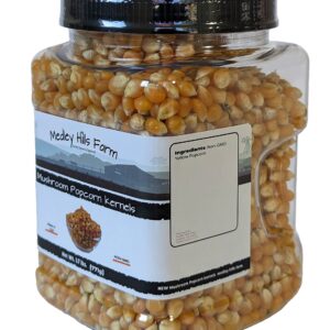 Mushroom Popcorn kernels by Medley Hills farm in Reusable Container 1.7 Lbs. - Gourmet popcorn kernels for popcorn machine - Gluten Free - Non GMO