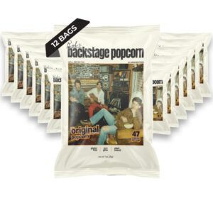 rob's backstage popcorn in bags | original sweet & salty flavor popped popcorn snack bags i non-gmo, vegan, dairy free, gluten free popcorn snack | popcorn individually wrapped - 1 ounce (pack of 12)