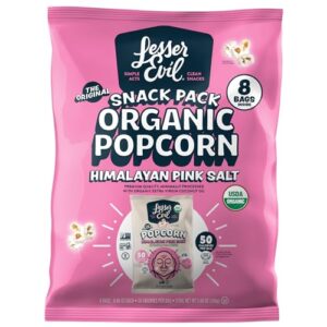 lesser evil - buddha bowl organic popcorn himalayan pink - 0.46 ounce (pack of 8)