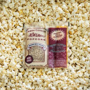 Amish Country Popcorn | All-In-One Medium White Kernel Popcorn Packs | Pre-Measured for Popcorn Machines and Includes Hulless Popcorn, Oil & Salt (5.5 ounce, Pack of 24)