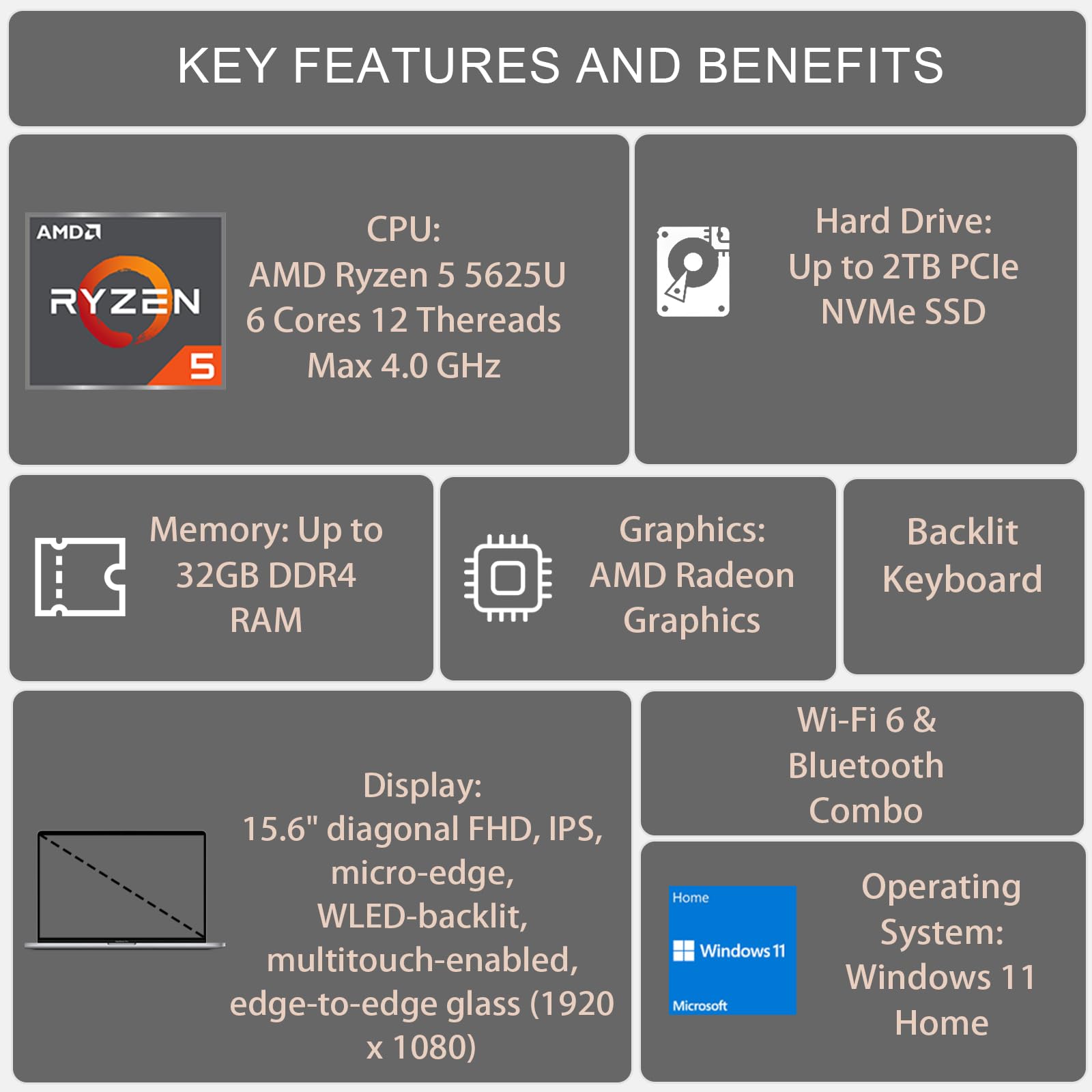 HP Newest Envy x360 2-in-1 Laptop, 15.6" Full HD Touchscreen, AMD Ryzen 5 5625U 6-Core Processor, 16GB RAM, 1TB SSD, Backlit Keyboard, HDMI, Webcam, Wi-Fi 6, Windows 11 Home, Stylus Pen Included