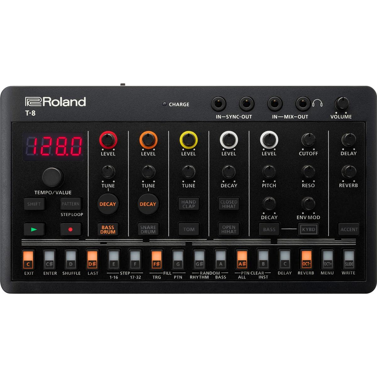 Roland AIRA Compact T-8 Beat Ultra-Portable Bass Machine Sounds | TR-REC Drum Sequencer | Six Rhythm Tracks | Built-in Effects | USB and MIDI Connectivity