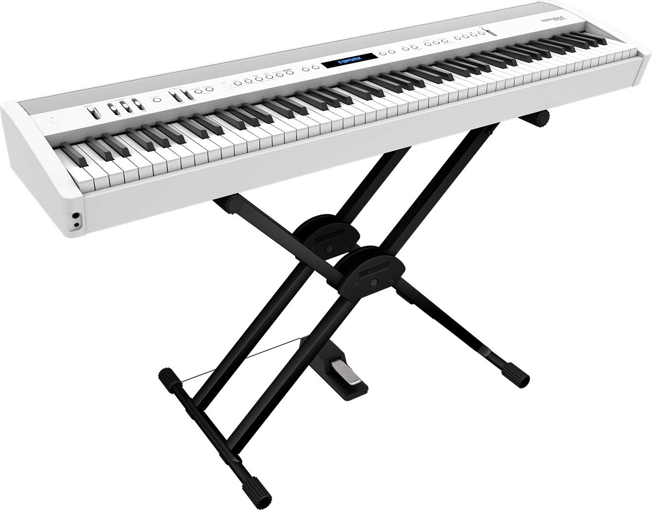 Roland FP-60X 88-Key Digital Piano - White Bundle with Adjustable Stand, Bench, Deluxe Sustain Pedal, Instructional DVD, Online Piano Lessons, and Austin Bazaar Polishing Cloth - White