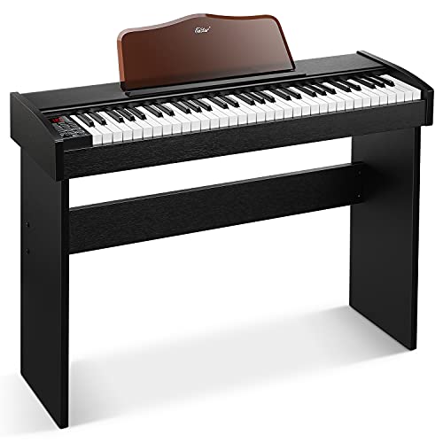 Keyboard Piano, Eastar 61 Key Keyboard for Beginners/Professional, Full Size Electric Piano, Classic Wooden Digital Keyboard with Sustain Pedal & Music Stand, Supports MP3/USB/Audio/Mic/Headphones