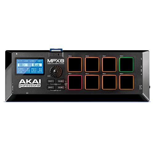 AKAI Professional MPX8 - Portable Sample Pad Controller With 8 Performance-Ready Velocity-Sensitive Pads, MIDI Connectivity & On-Board SD Card Slot