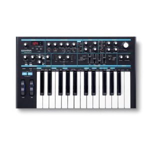 novation bass station ii analog monosynth – includes 64 factory patches, pattern-based step sequencer and arpeggiator, two oscillators plus an additional sub oscillator.