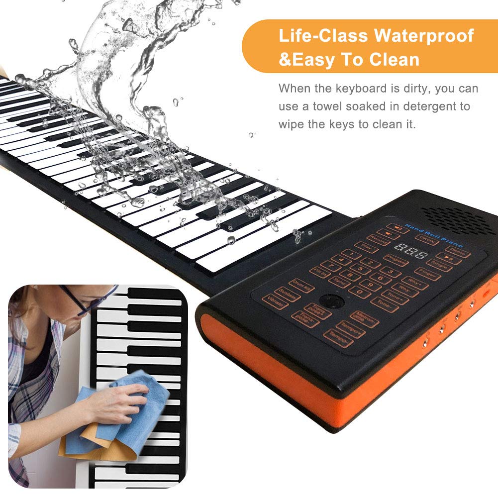 88 Keys Roll Up Piano with Pedal Upgraded Numeric Portable Piano Sticker Keyboard for Kids Beginner