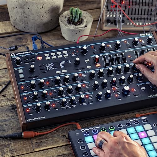 Novation Peak 8-Voice Desktop Polyphonic Synthesiser with 2 LFOs per voice, 16-slot modulation matrix, 3 analogue distortion points, and digital effects