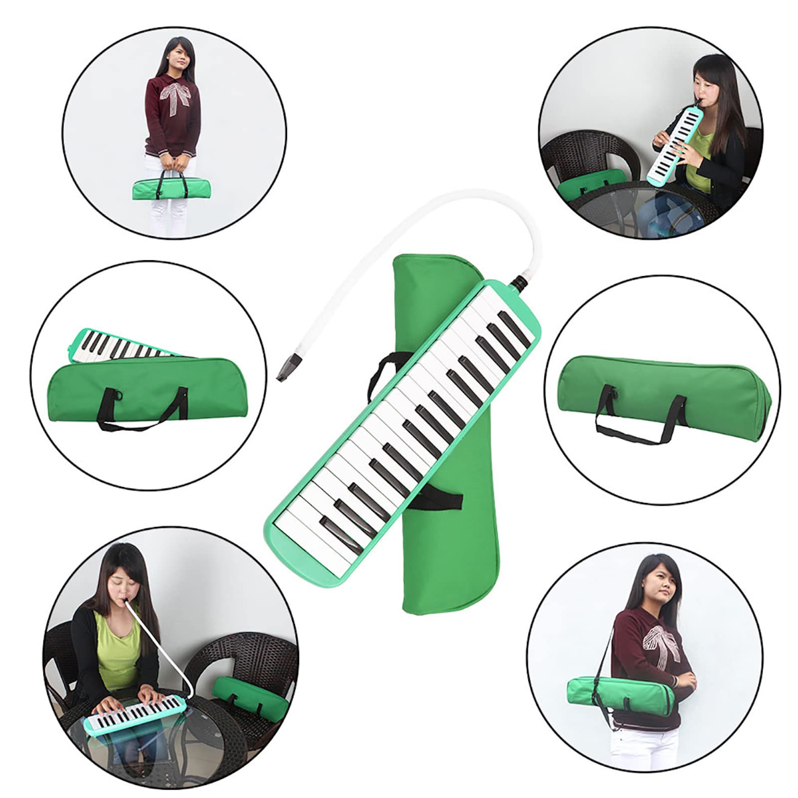 Melodica 32 Key Pianica Portable with Carrying Bag Short and Long Mouthpieces for Beginners Kids Gift