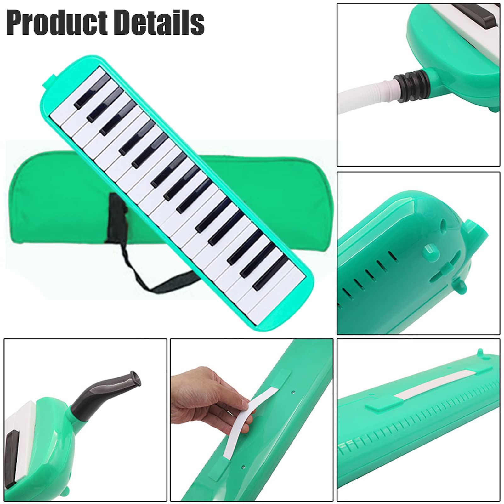 Melodica 32 Key Pianica Portable with Carrying Bag Short and Long Mouthpieces for Beginners Kids Gift