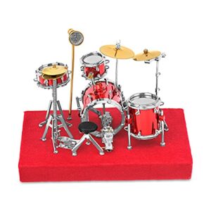 broadway gift red drum set music instrument miniature replica on stand, size 5 x 5 x 4 in.