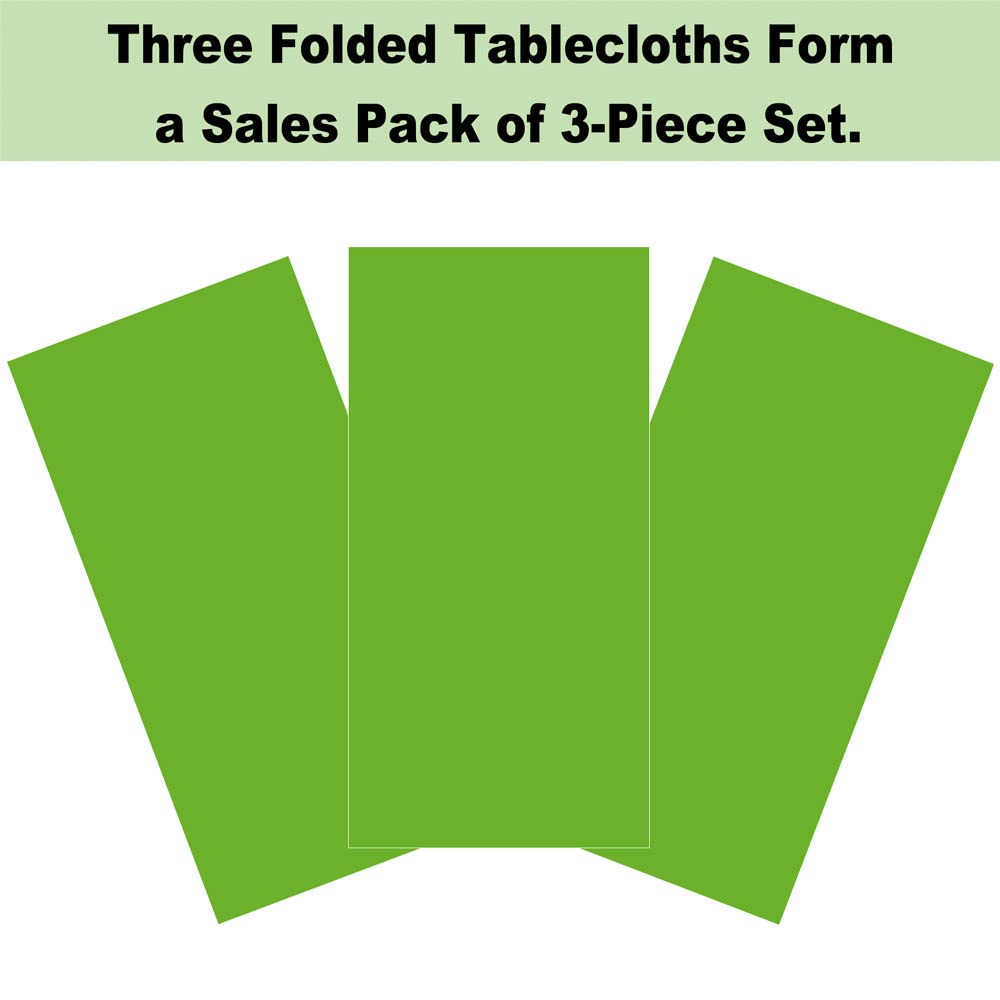 Plastic Lime Green Tablecloths 3 Pack Emerald Green Disposable Table Covers 54" x 108" Sage Green Table Cloths for Jungle Safari Dino Parties Birthdays Weddings, Fits 6 to 8 Foot Rectangle Tables