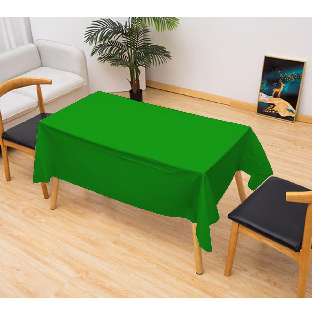 Siencooray Dark Green Disposable Plastic Tablecloth, 2 Pack 54"x 108" Rectangle Table Covers for Parties, Events, Weddings, Indoors and Outdoors