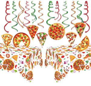 pizza party decorations theme supplies rectangular tablecloth for parties table covers 2pcs picnic pizza table cloths birthday party decor hanging swirls streamers hanging decor from ceiling