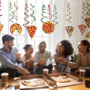 Pizza Party Decorations Theme Supplies Rectangular Tablecloth for Parties Table Covers 2Pcs Picnic Pizza Table Cloths Birthday Party Decor Hanging Swirls Streamers Hanging Decor from Ceiling