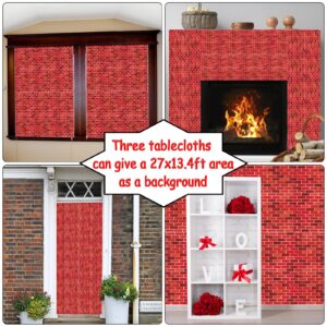 chiazllta 3 Pieces Red Brick Tablecloth Plastic Brick Wrapping Paper Stone Wall Backdrop for Christmas Party Decorations Fireplaces Curtains Door Wallpaper Photography Supplies