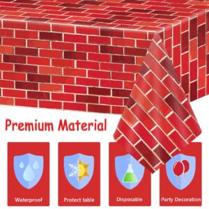 chiazllta 3 Pieces Red Brick Tablecloth Plastic Brick Wrapping Paper Stone Wall Backdrop for Christmas Party Decorations Fireplaces Curtains Door Wallpaper Photography Supplies