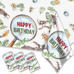 3pcs bugs tablecloths-bugs birthday party decorations ladybugs reptile themed disposable rectangular plastic table covers for kids insect happy birthday party supplies