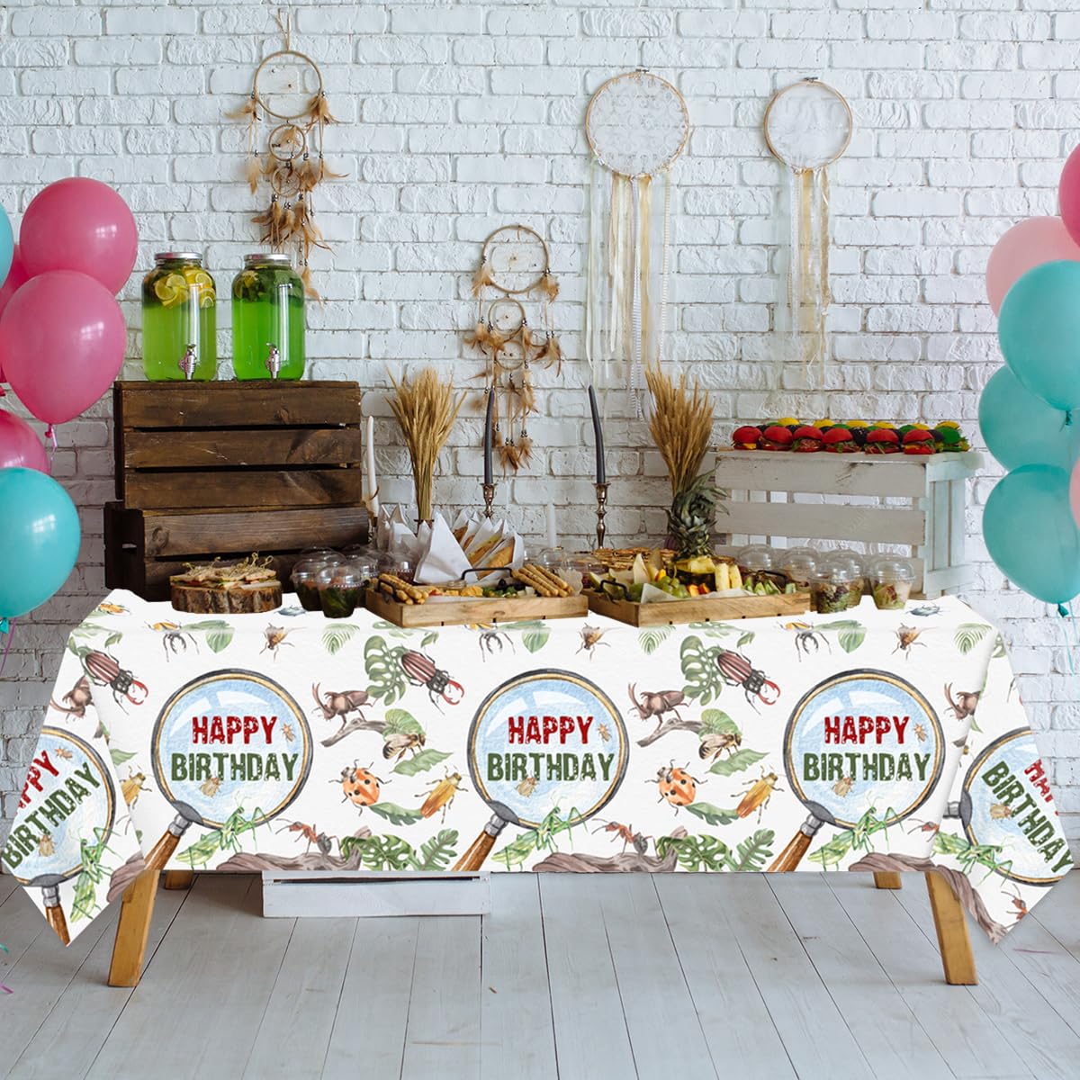 3Pcs Bugs Tablecloths-Bugs Birthday Party Decorations Ladybugs Reptile Themed Disposable Rectangular Plastic Table Covers for Kids Insect Happy Birthday Party Supplies