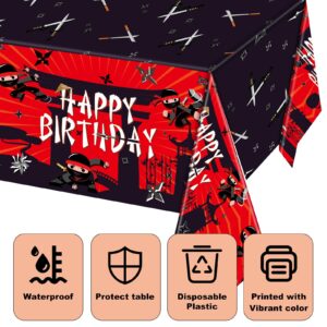 WovWeave 3 Pieces Ninja Birthday Party Table Covers Disposable Plastic Ninja Tablecloths Ninja Rectangular Table Cloths for Kids Anime Ninja Birthday Party Decorations, 54 x 108 Inch