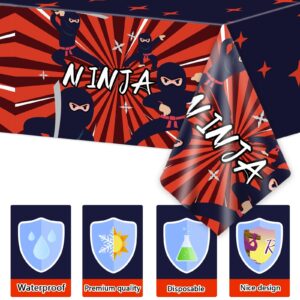 98 Pieces Ninja Birthday Party Decorations Ninja Warrior Tableware Set Karate Plates Napkins Tablecloth Ninja Master Birthday Party Supplies Kit Table Cover Dinnerware Party Favors