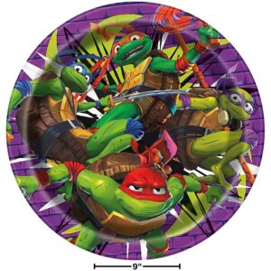 Unique Industries Teenage Mutant Ninja Turtles Round Disposable Dinner Paper Plates - 9" (8 Ct) | Stylish & Eco-Friendly - Perfect for Ninja Turtles Themed Celebrations