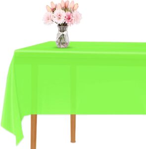 kesfey lime green 3 pack premium plastic tablecloths for parties 54" x 108" rectangular tablecloths neon green tablecloth 6 to 9 feet birthday table wedding christmas anniversary buffet table…