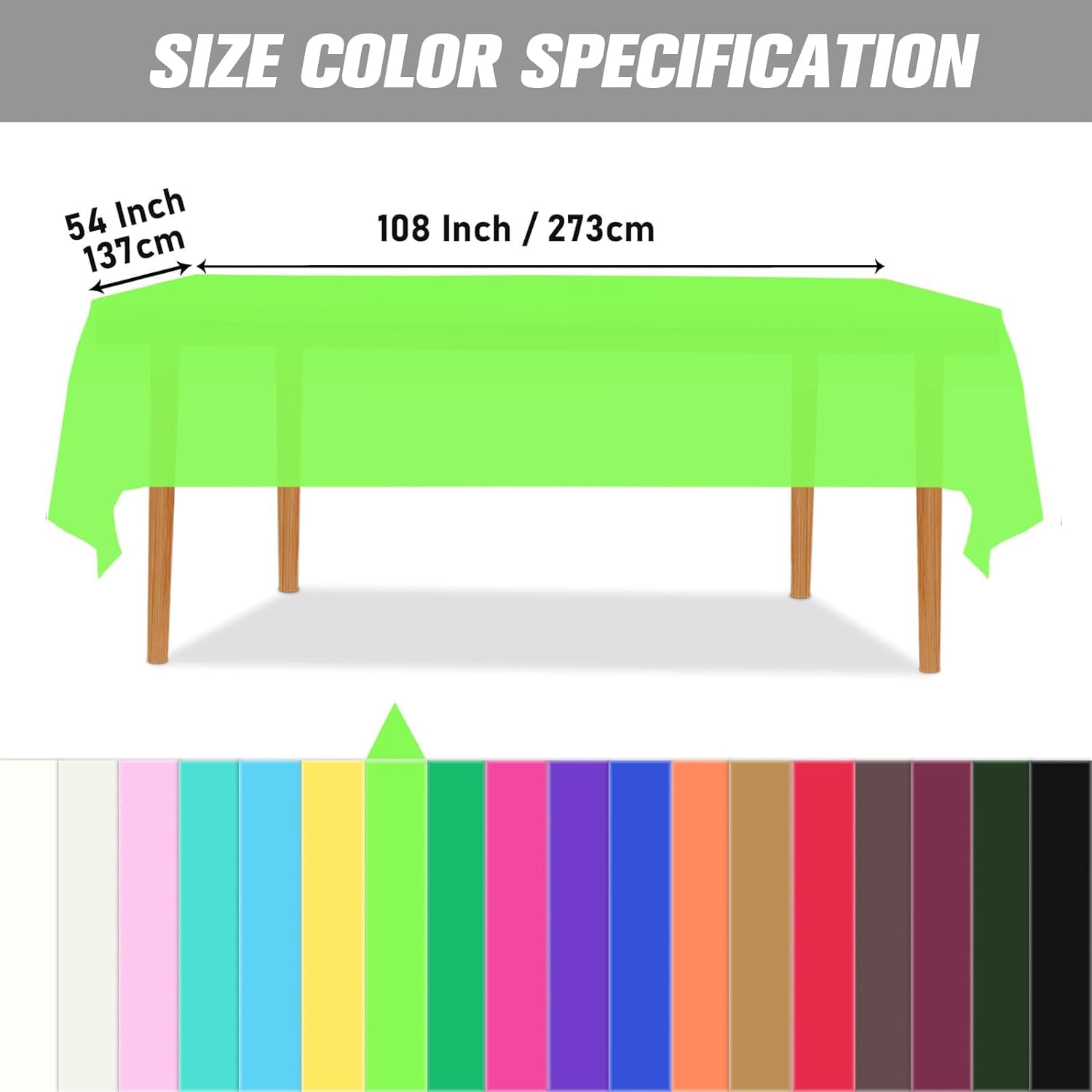 Kesfey Lime Green 3 Pack Premium Plastic Tablecloths for Parties 54" x 108" Rectangular Tablecloths neon Green Tablecloth 6 to 9 Feet Birthday Table Wedding Christmas Anniversary Buffet Table…