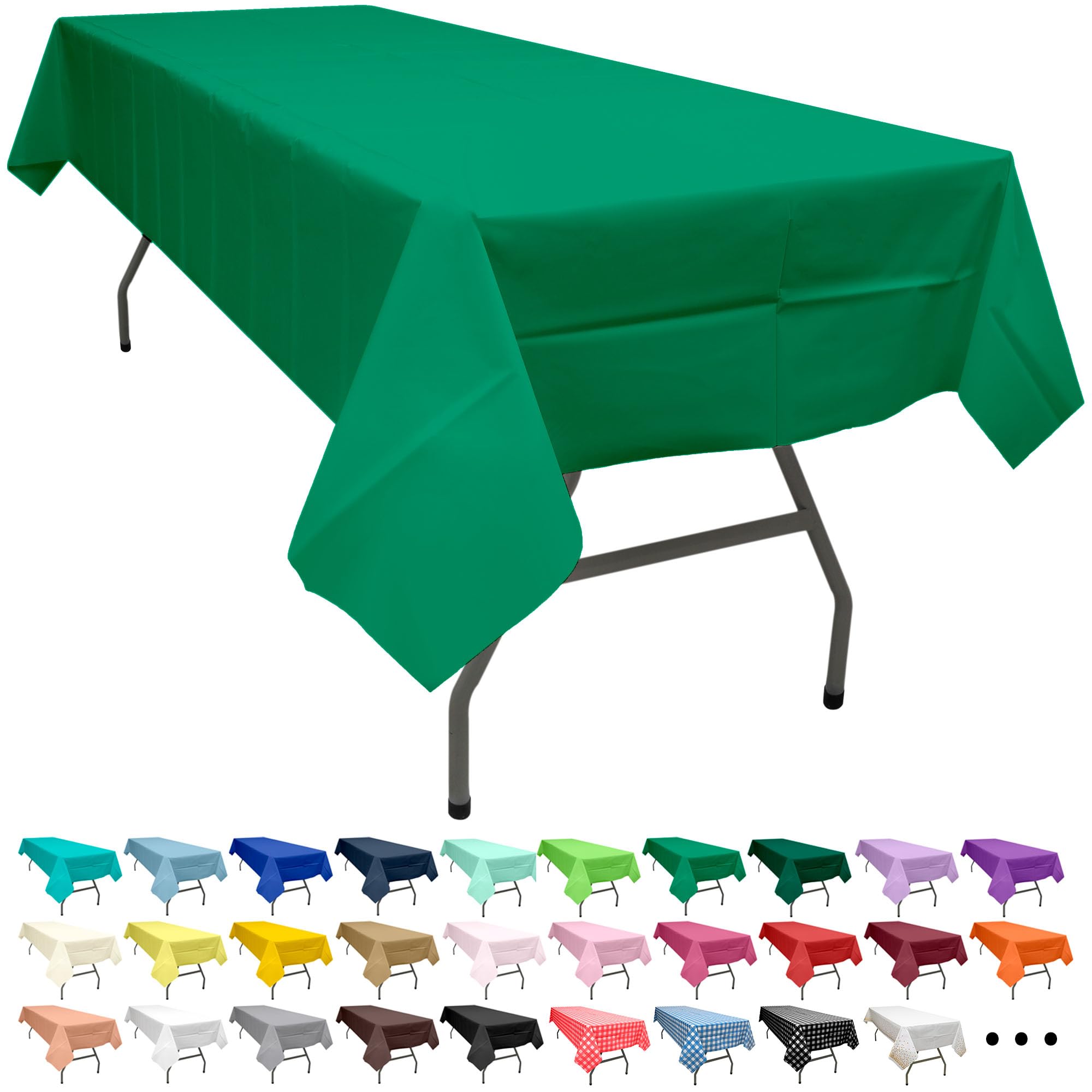 PARTY ULYJA Emerald Green 2 Pack Plastic Tablecloth Rectangle 54 x 108 Inches Disposable Dark Olive Green Sturdy Table Covers for Dining, Birthday, Wedding, Picnic, Event and Outdoor Use