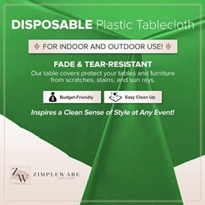 ZIMPLEWARE Premium Green Plastic Table Cloth Disposable (6 Pk) Plastic Tablecloths for Rectangle Tables (54in x 108in) Party Table Cloths Disposable for 6ft to 8ft Rectangle Tables