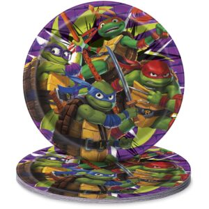 Unique Industries Teenage Mutant Ninja Turtles Round Disposable Dessert Paper Plates - 7" (8 Ct | Stylish & Eco-Friendly - Perfect for Ninja Turtles Themed Celebrations