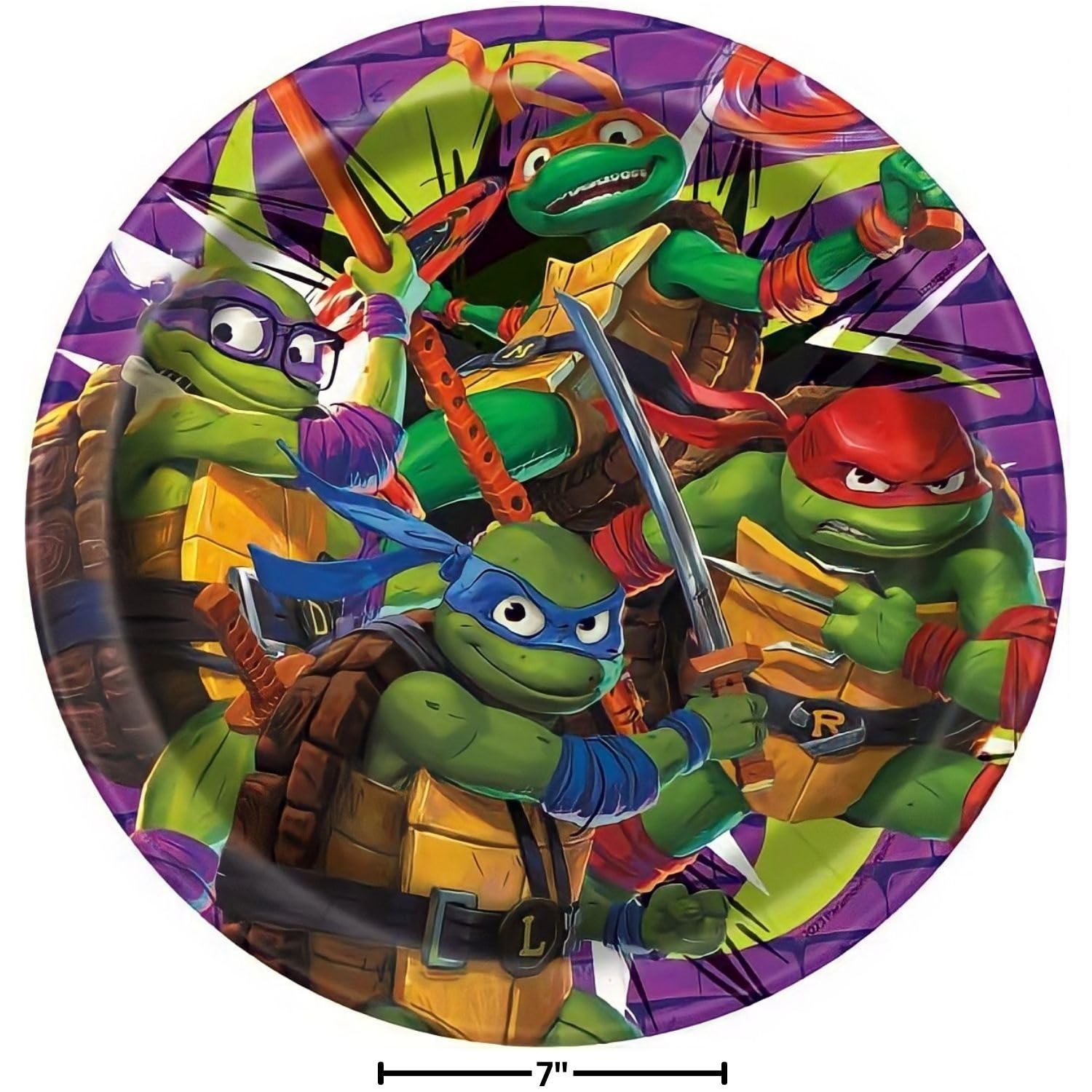 Unique Industries Teenage Mutant Ninja Turtles Round Disposable Dessert Paper Plates - 7" (8 Ct | Stylish & Eco-Friendly - Perfect for Ninja Turtles Themed Celebrations