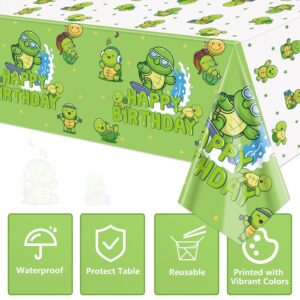 PTECDROTS 4Pcs Turtle Tablecloth, Cute Turtle Party Table Covers, Rectangular Table Decoration for Under The Sea Party Decorations Turtle Birthday Party Decorations Supplies，51 x 86.6 Inch