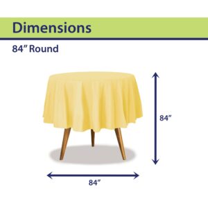 Yellow Disposable Plastic Tablecloth for Round Tables (12 Pack) 84 inches Table Cloths for Parties, Events & Weddings, Indoors & Outdoors, Plastic Table Cover