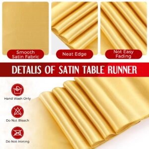 Tudomro 16 Pieces Disposable Tablecloth Plastic Rectangle Table Cloth Table Cover 54 x 108 Inch with 12 x 108 Inch Satin Table Runner for Wedding Birthday Party Decorations (Red,Gold)