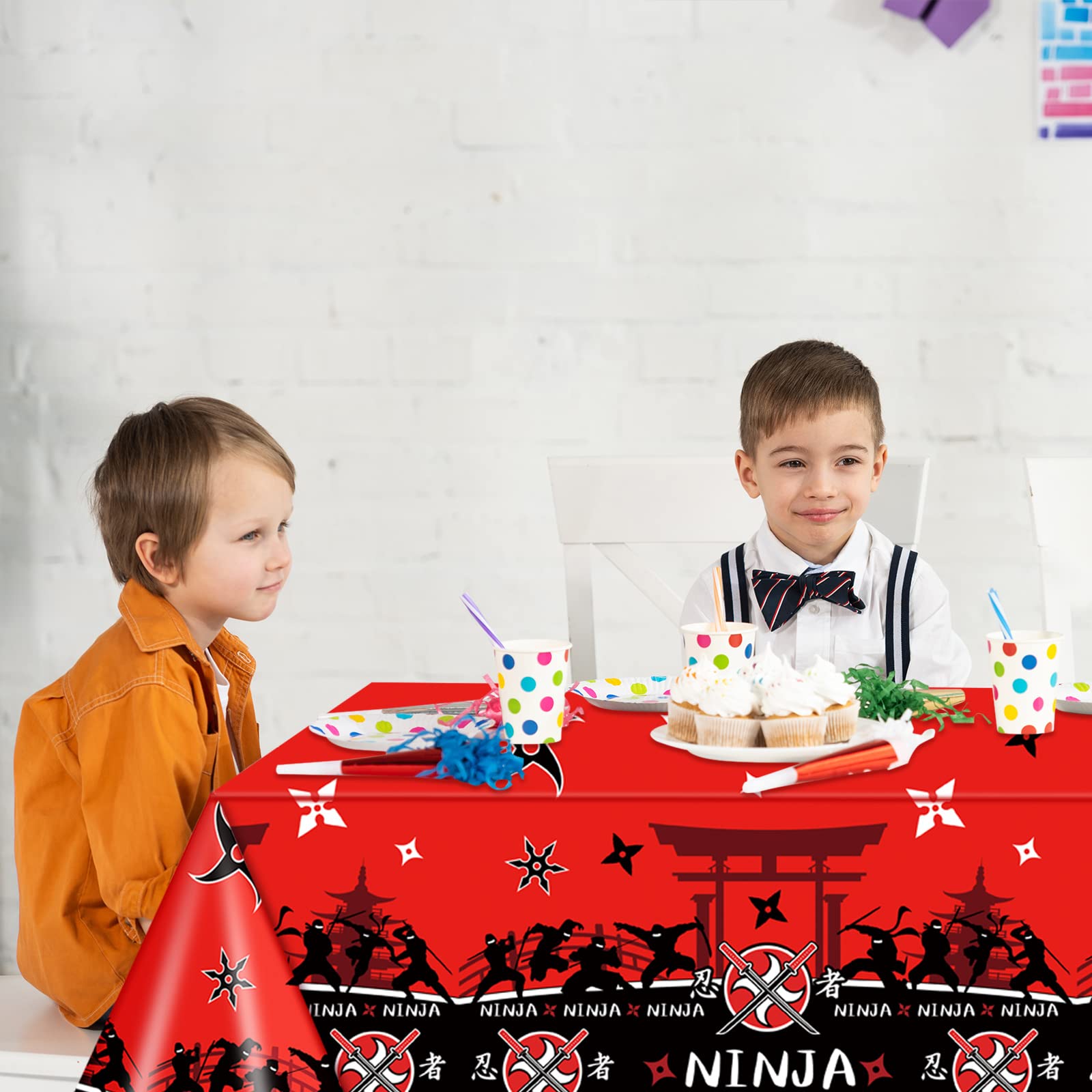 3 Pieces Ninja Tablecloths Ninja Party Decorations Disposable Ninja Warrior Table Covers Ninja Birthday Party Supplies Ninja Table Decorations for Boys Ninja Warrior Themed Birthday 51.2 x 86.6 Inches