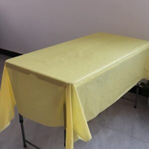 RCFFDL Plastic Yellow Tablecloth, 2 Pack Disposable Table Cover for Rectangle Table, Dining Tablecloths Decorative for Parties, Wedding, Indoors and Outdoors