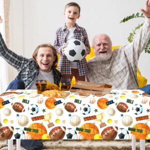 Pymurod Sports Birthday Party Decorations-3pcs Sports Tablecloths Soccer Basketball Table Cloth for Kids All Star Sports Theme Party Decorations, Sports Themed Party Decorations