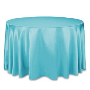 linentablecloth 108-inch round satin tablecloth turquoise