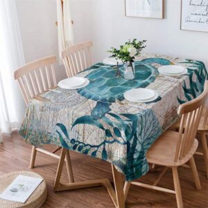 Rectangle Tablecloth 52x70inch, Sea Turtle, Vinyl Table Covers Waterproof Oilcloth Table Cloth Linens, Farmhouse Tablecloths for Outdoor Dining Wedding Party Camping, Ocean Animal Watercolor